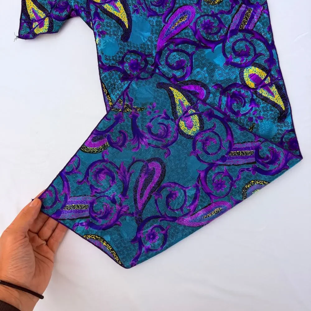 Vintage Blue & Purple Paisley Head Scarf